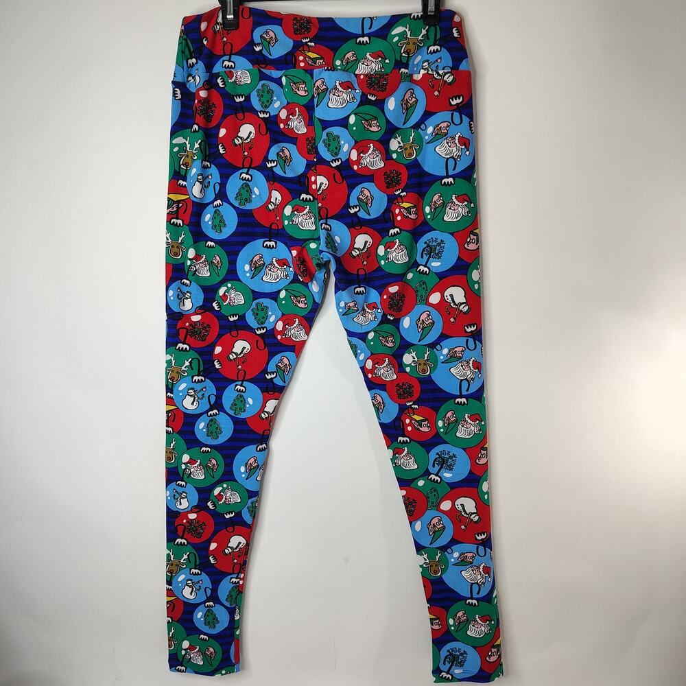 LuLaRoe Leggings Women's Tall &‎ Curvy Christmas Ornament Pattern Santa Elves - Picture 2 of 8